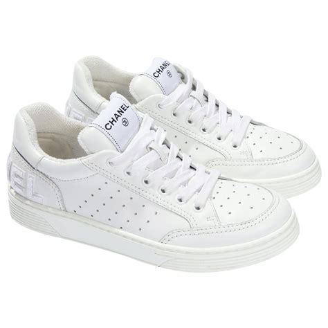 Chanel white leather trainers